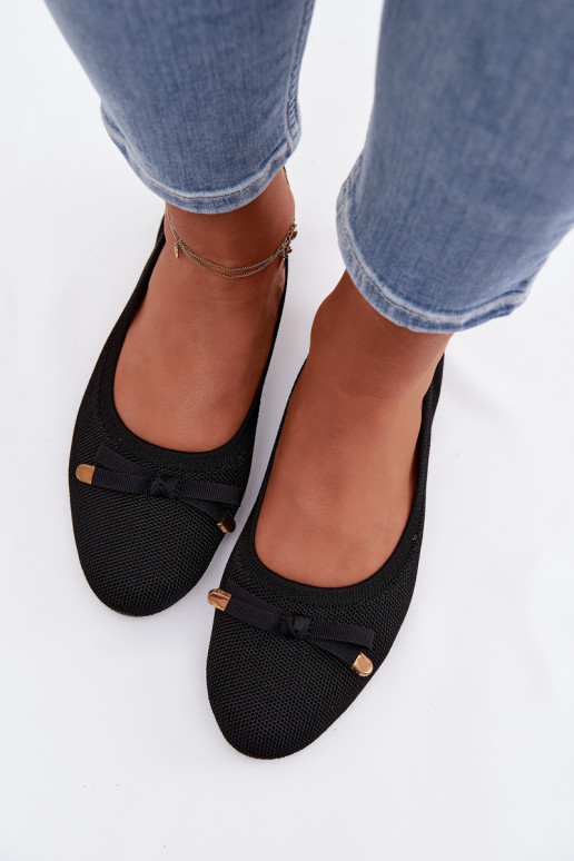 Schwarze Ballerinas mit Schleifen Amelivra