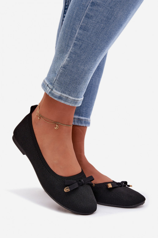 Schwarze Ballerinas mit Schleifen Amelivra
