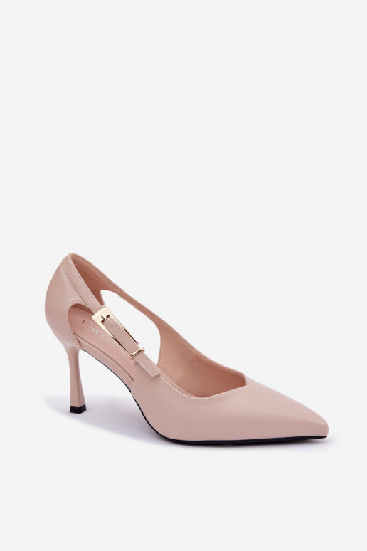 Beige High Heels mit Ausschnitten und Schnallen Vinceza 62288