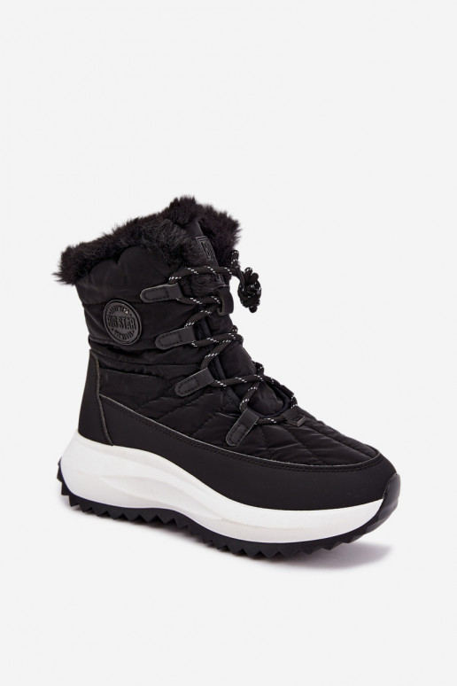 Damen Schneestiefel mit Plattform und Fell schwarz Big Star