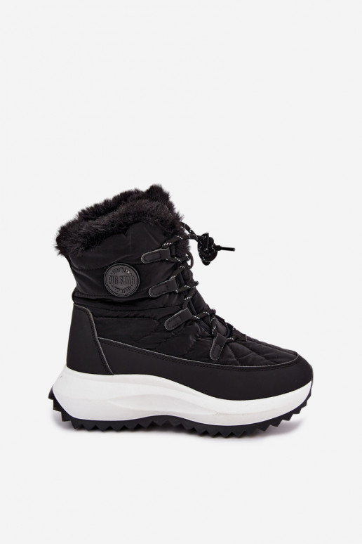 Damen Schneestiefel mit Plattform und Fell schwarz Big Star