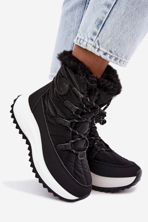 Damen Schneestiefel mit Plattform und Fell schwarz Big Star