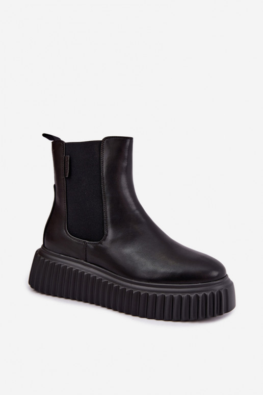 Stylische Damen Stiefeletten mit Plattform schwarz Big Star