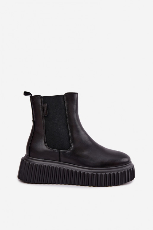 Stylische Damen Stiefeletten mit Plattform schwarz Big Star