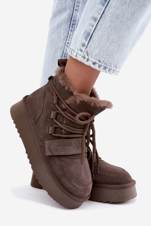 Damen Wildleder Schneestiefel braun Big Star