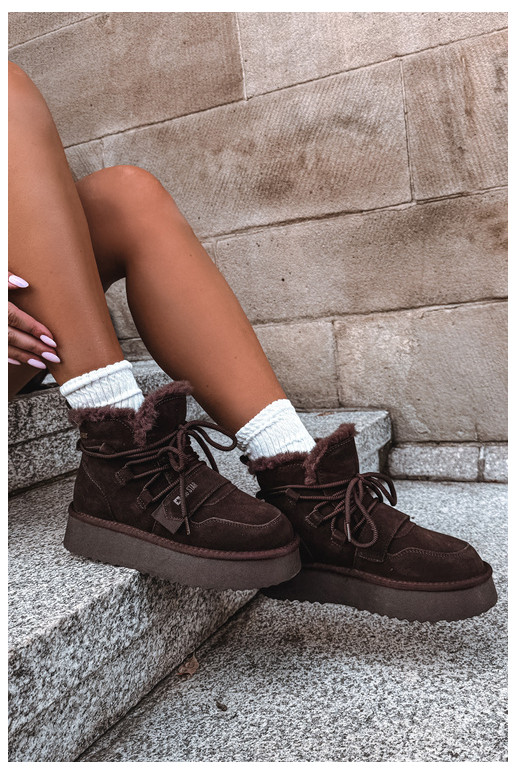Damen Wildleder Schneestiefel schokoladenfarben Big Star