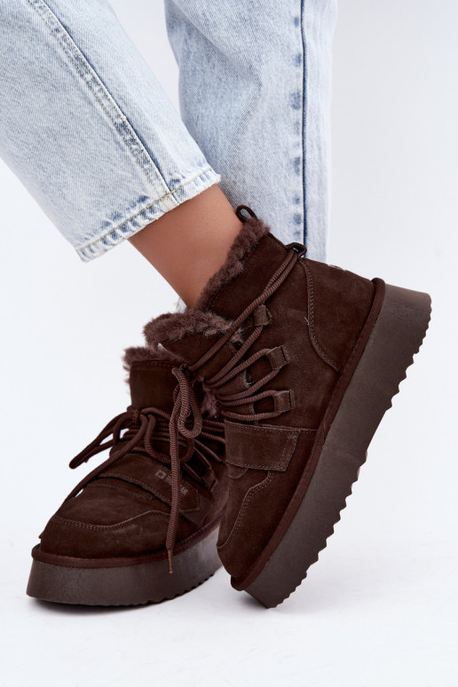 Damen Wildleder Schneestiefel schokoladenfarben Big Star