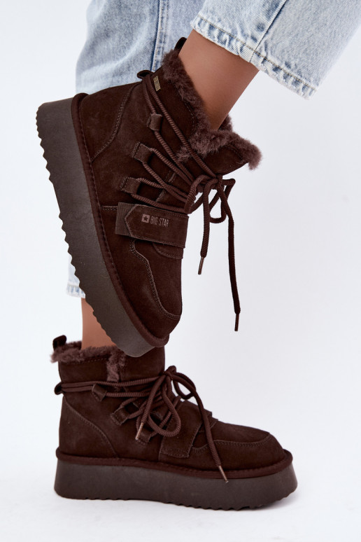 Damen Wildleder Schneestiefel schokoladenfarben Big Star