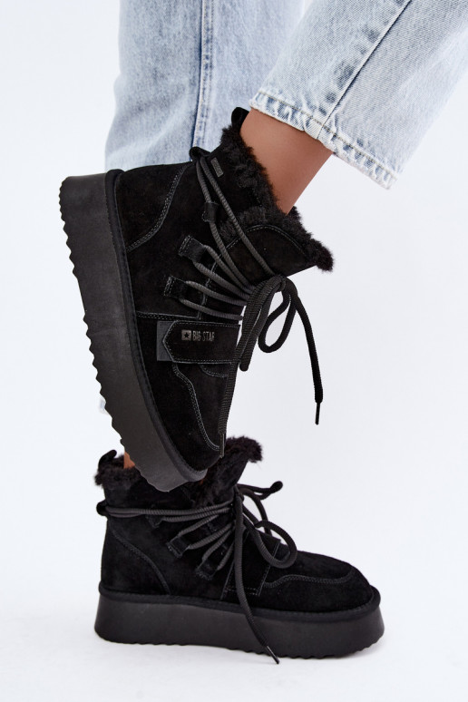 Damen Wildleder Schneestiefel schwarz Big Star