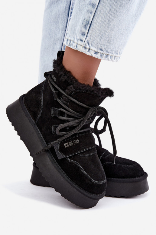 Damen Wildleder Schneestiefel schwarz Big Star