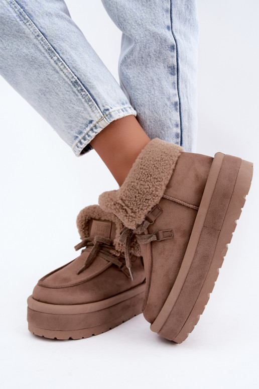 Schneestiefel mit Plattform und Isolierung Big Star UU274215 in Sandfarbe