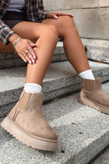 Schneestiefel für Damen mit Plattform Big Star UU274173 in Sandfarbe