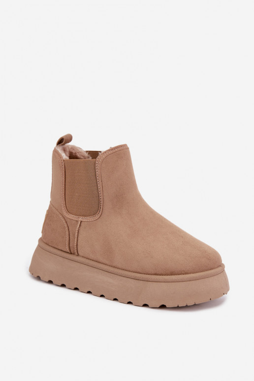 Schneestiefel für Damen mit Plattform Big Star UU274173 in Sandfarbe