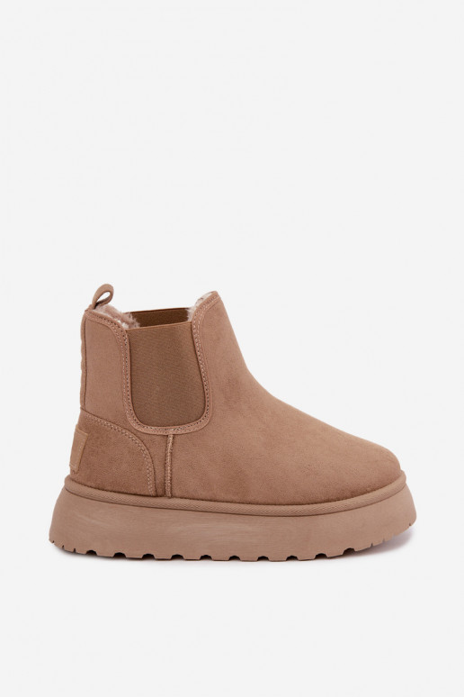 Schneestiefel für Damen mit Plattform Big Star UU274173 in Sandfarbe