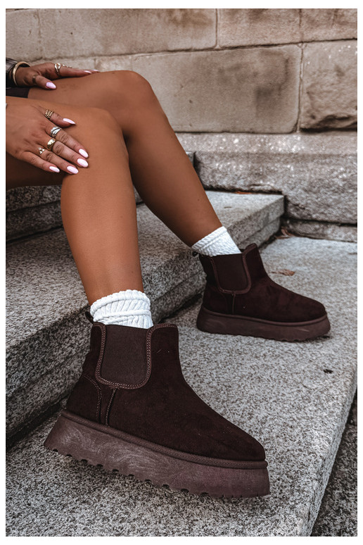 Schneestiefel für Damen mit Plattform Big Star UU274174 in Schokoladenfarbe
