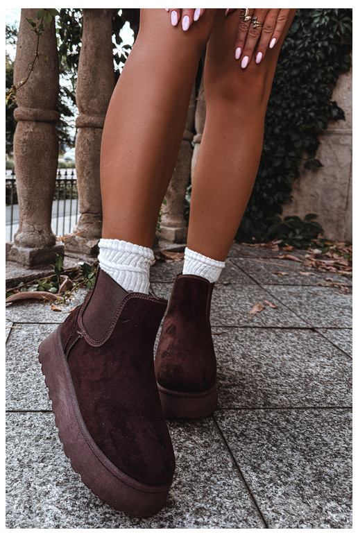 Schneestiefel für Damen mit Plattform Big Star UU274174 in Schokoladenfarbe