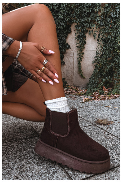 Schneestiefel für Damen mit Plattform Big Star UU274174 in Schokoladenfarbe