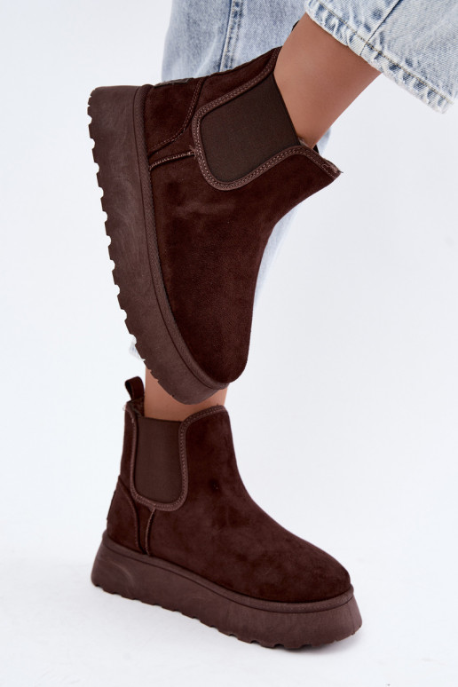 Schneestiefel für Damen mit Plattform Big Star UU274174 in Schokoladenfarbe