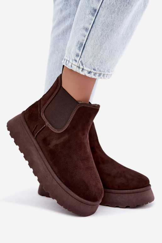 Schneestiefel für Damen mit Plattform Big Star UU274174 in Schokoladenfarbe