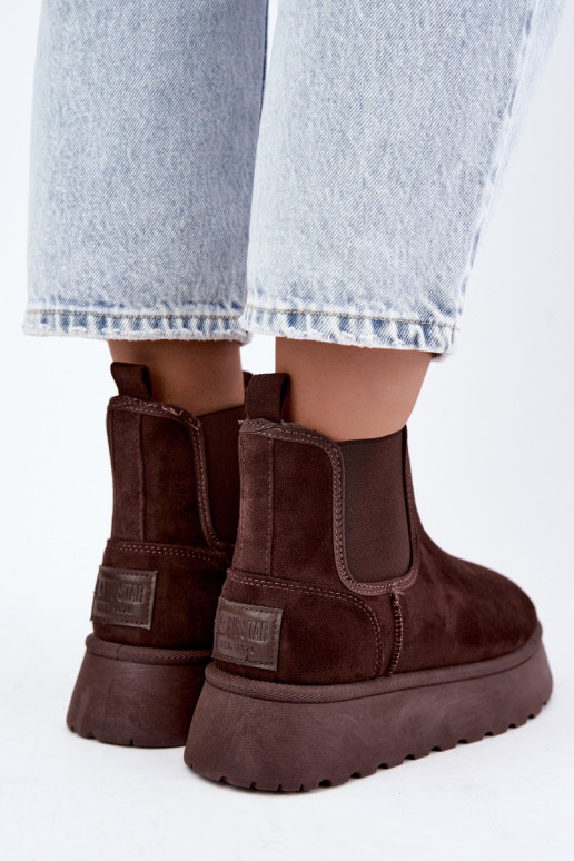 Schneestiefel für Damen mit Plattform Big Star UU274174 in Schokoladenfarbe