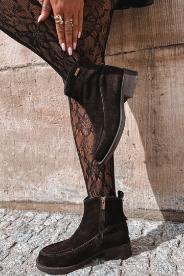 natürliche Wildleder isolierte Stiefel für Damen Big Star UU274602 in Schokoladenfarbe