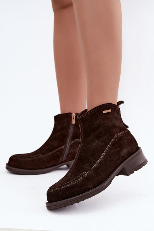 natürliche Wildleder isolierte Stiefel für Damen Big Star UU274602 in Schokoladenfarbe