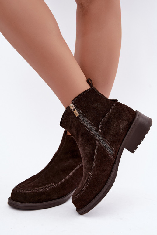 natürliche Wildleder isolierte Stiefel für Damen Big Star UU274602 in Schokoladenfarbe