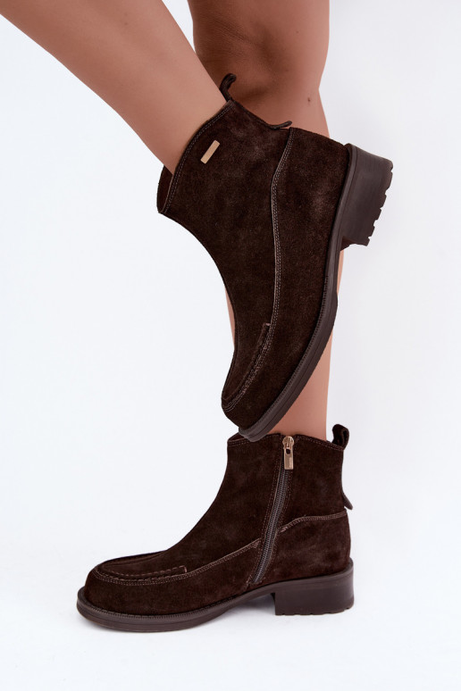 natürliche Wildleder isolierte Stiefel für Damen Big Star UU274602 in Schokoladenfarbe
