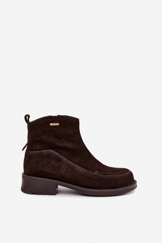 natürliche Wildleder isolierte Stiefel für Damen Big Star UU274602 in Schokoladenfarbe