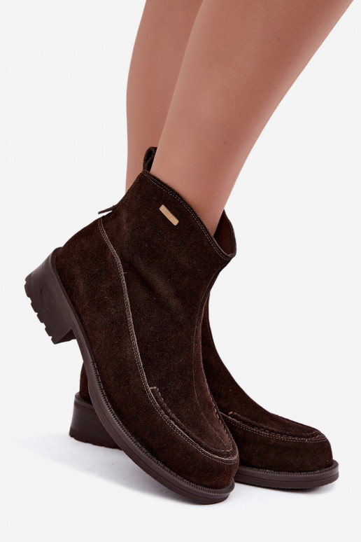 natürliche Wildleder isolierte Stiefel für Damen Big Star UU274602 in Schokoladenfarbe