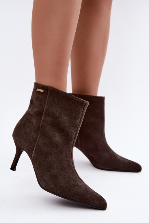 Wildlederstiefel mit dünnen Absätzen und Isolierung, zum Hineinschlüpfen Big Star UU274492 braun