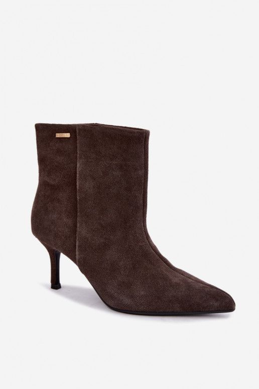 Wildlederstiefel mit dünnen Absätzen und Isolierung, zum Hineinschlüpfen Big Star UU274492 braun