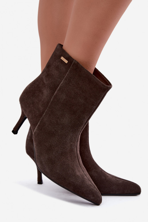 Wildlederstiefel mit dünnen Absätzen und Isolierung, zum Hineinschlüpfen Big Star UU274492 braun