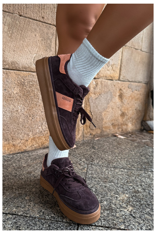 Faux-Suede Sneakers Modell Stiefel für Damen isoliert Big Star UU274770 in Schokoladenfarbe
