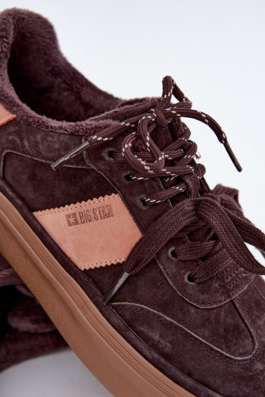 Faux-Suede Sneakers Modell Stiefel für Damen isoliert Big Star UU274770 in Schokoladenfarbe