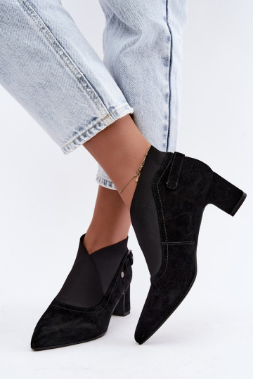 Warme Wildleder Stiefeletten mit Absatz Tai turiciejka K7691-01 in Schwarz