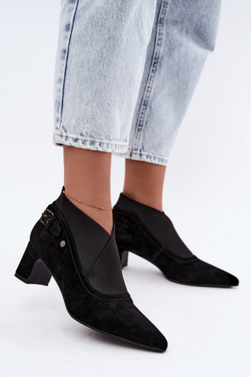 Warme Wildleder Stiefeletten mit Absatz Tai turiciejka K7691-01 in Schwarz 2