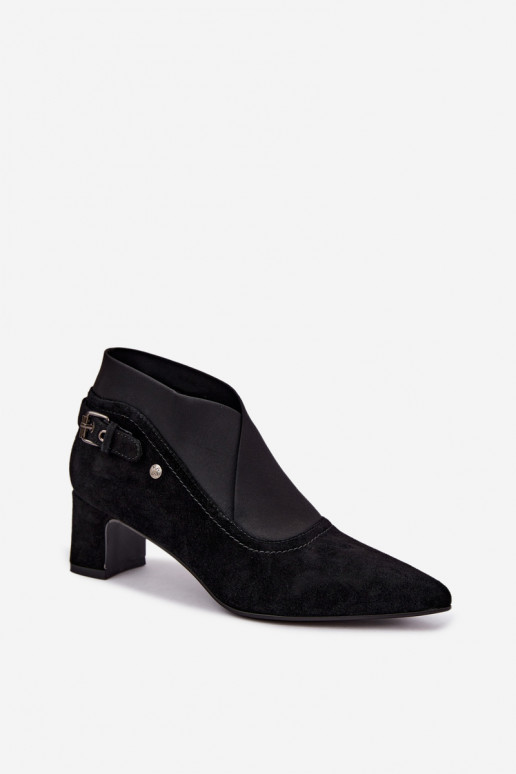 Warme Wildleder Stiefeletten mit Absatz Tai turiciejka K7691-01 in Schwarz