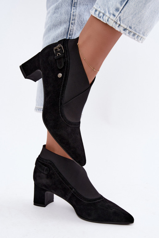 Warme Wildleder Stiefeletten mit Absatz Tai turiciejka K7691-01 in Schwarz