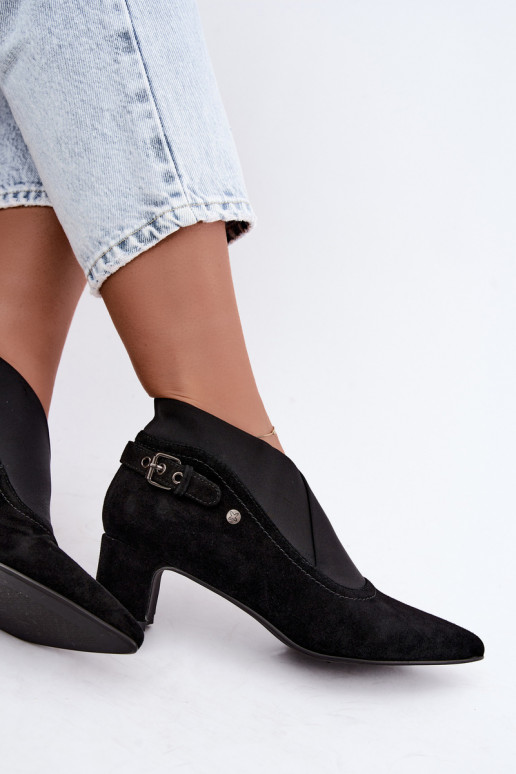 Warme Wildleder Stiefeletten mit Absatz Tai turiciejka K7691-01 in Schwarz