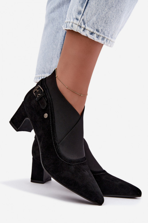 Warme Wildleder Stiefeletten mit Absatz Tai turiciejka K7691-01 in Schwarz