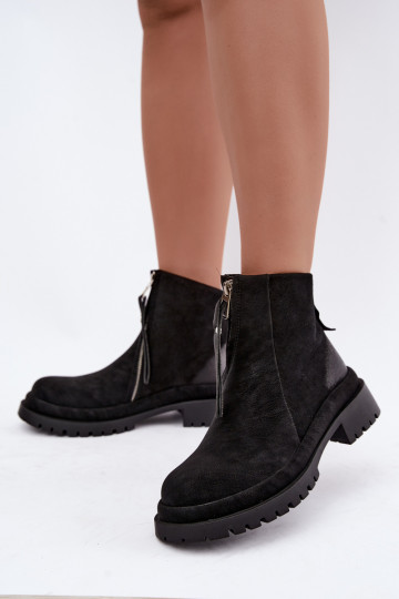 Wärmende Wildleder Schuhe für Damen Tai turiciejka K7732-01 in Schwarz