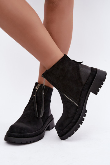 Wärmende Wildleder Schuhe für Damen Tai turiciejka K7732-01 in Schwarz 2