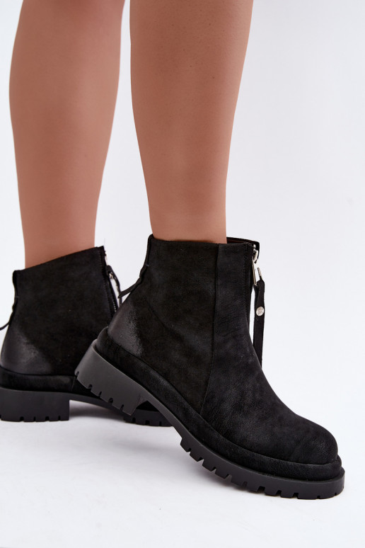 Wärmende Wildleder Schuhe für Damen Tai turiciejka K7732-01 in Schwarz