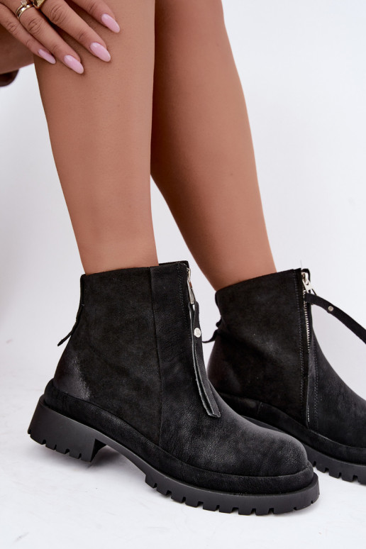 Wärmende Wildleder Schuhe für Damen Tai turiciejka K7732-01 in Schwarz