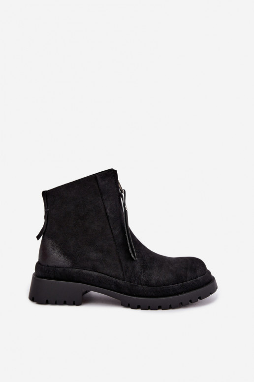 Wärmende Wildleder Schuhe für Damen Tai turiciejka K7732-01 in Schwarz