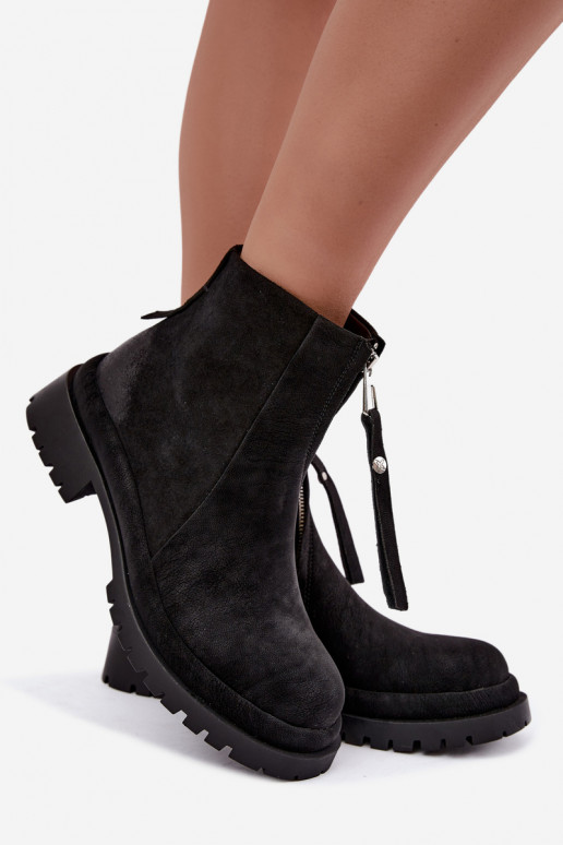 Wärmende Wildleder Schuhe für Damen Tai turiciejka K7732-01 in Schwarz