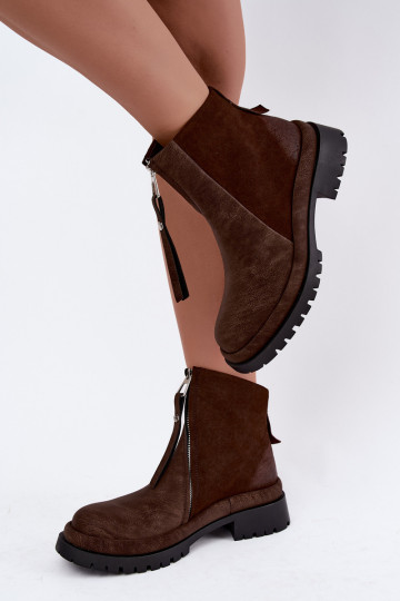 Wärmende Wildleder Schuhe für Damen Tai turiciejka K7732-02 in Braun