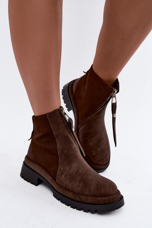 Wärmende Wildleder Schuhe für Damen Tai turiciejka K7732-02 in Braun