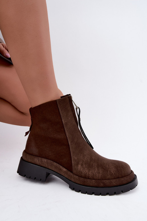 Wärmende Wildleder Schuhe für Damen Tai turiciejka K7732-02 in Braun
